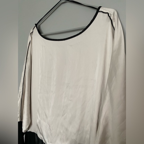 Long sleeve blouse with built in skirt - pleather like fabric and polyester top - Picture 2 of 6